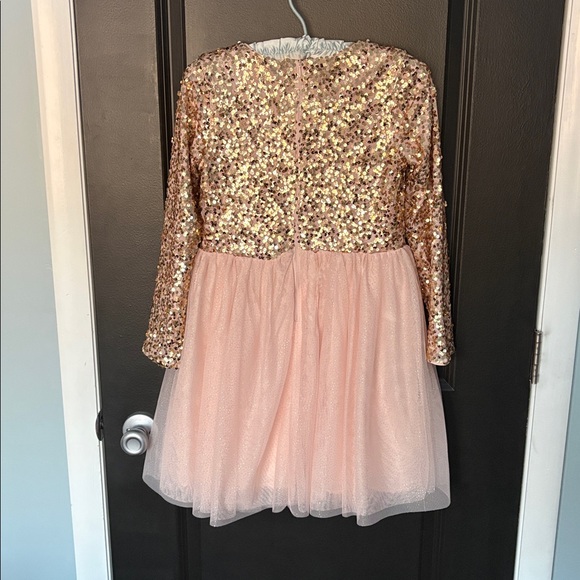 Cat & Jack large 10/12 gold sequin pink tutu dress long sleeve - Picture 4 of 4